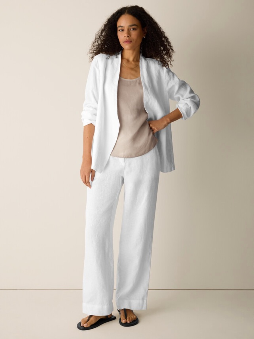 Eileen Fisher Heavy Organic Linen Full-Length Straight Trouser new nvr worn med! - Picture 2 of 7